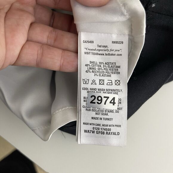 Ted Baker Midi Dress Size 1 Small Twisted Neck Colorblock Pencil Party Cocktail - Picture 8 of 9